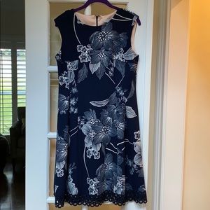 Navy and white floral dress